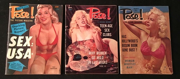 Item #1560 Run of THREE 1955 Pose! Magazines (Issues 5, 6 & 7). Jules WARSHAW.