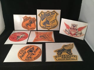 Item #1728 LOT X 7 Original 1950's Roller Skating Rink Advertising Stickers (VA, NJ, MA). ROLLER...
