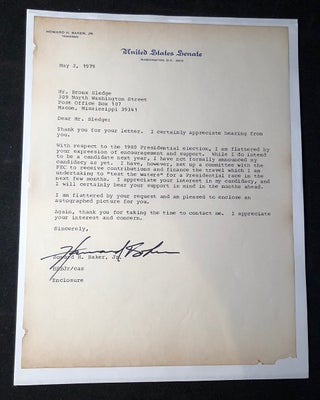 Item #2240 Senator Howard Baker 1979 Typed Letter Signed (TLS) - "I do intend to be a candidate...