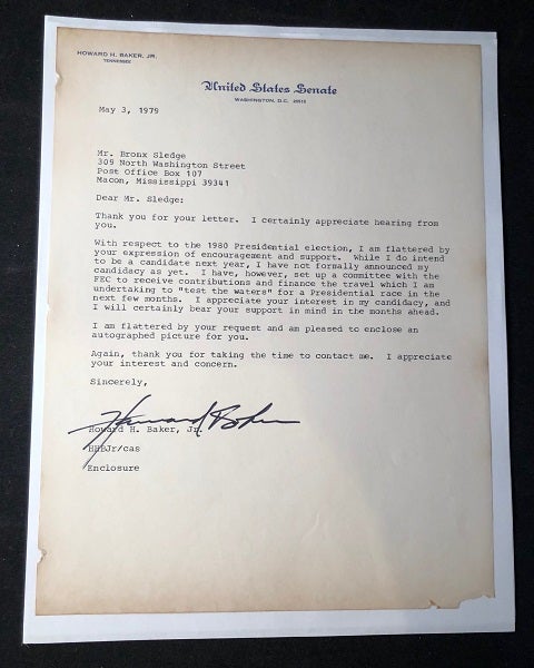 Item #2240 Senator Howard Baker 1979 Typed Letter Signed (TLS) - "I do intend to be a candidate next year..." Howard BAKER.