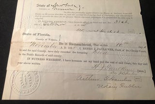 RARE Original 1885 Land Purchase Agreement SIGNED BY HENRY A. DELAND (Central Florida Pioneer and Founder of Deland, Florida)