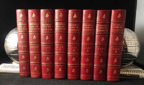 Item #2658 Boswell's Life of Johnson + Journal of a Tour to the Hebrides (8 VOL FINELY BOUND LEATHER SET). James BOSWELL, Samuel JOHNSON.