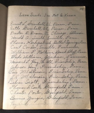 Small Archive of early Boy Scouts, Lone Scouts of America, Dixie Guards & Volunteer Scout ORIGINAL Logs and Published Material (1924-1934); OVER A DOZEN ITEMS INCLUDING TWO HANDWRITTEN AND ILLUSTRATED DIARIES/LOGS
