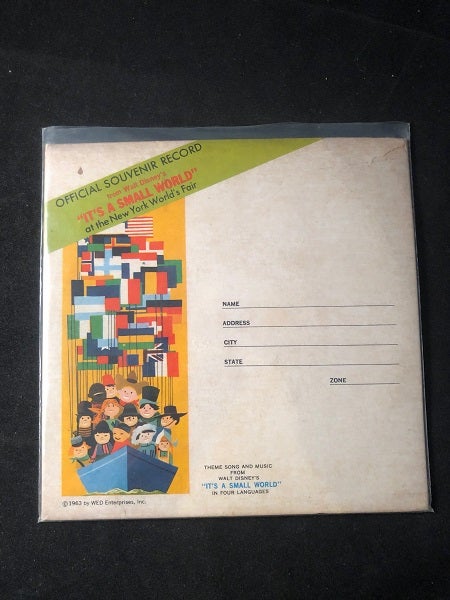 Item #2672 Original 1963 "It's a Small World" Souvenir Record (From the 1964-65 New York World's Fair). Walt DISNEY, Richard SHERMAN, Robert SHERMAN.