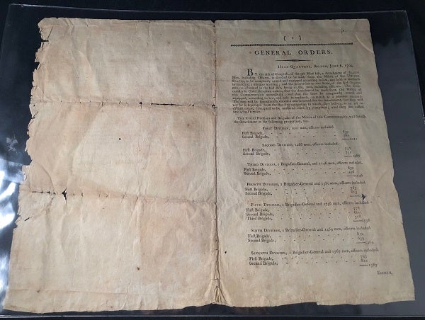 Item #2830 General Orders: Head-Quarters, Boston, June 6, 1794. William DONNISON, George WASHINGTON.
