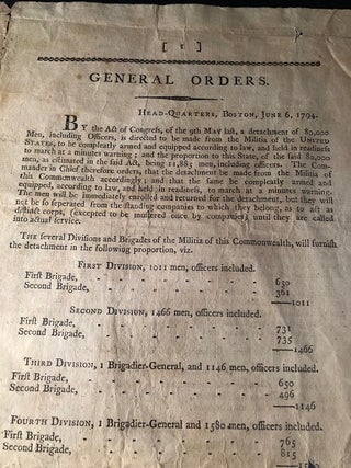 General Orders: Head-Quarters, Boston, June 6, 1794