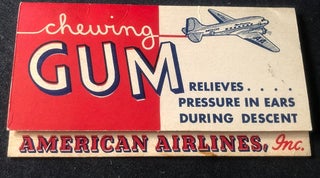 Item #2871 Circa 1940's American Airlines Wrigley's Chewing Gum Advertising Hand-Out. American...