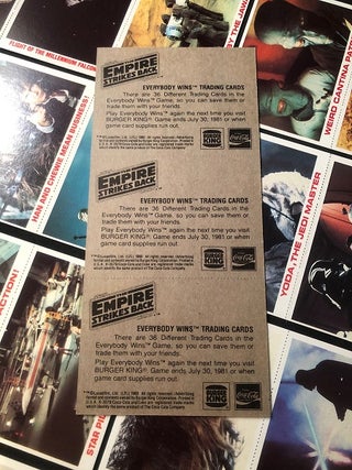 1980 Burger King STAR WARS Trading Card Complete Set of 36 (ON ORIGINAL UNCUT SHEETS AS ISSUED)
