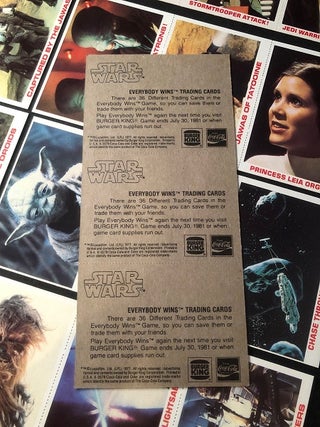 1980 Burger King STAR WARS Trading Card Complete Set of 36 (ON ORIGINAL UNCUT SHEETS AS ISSUED)