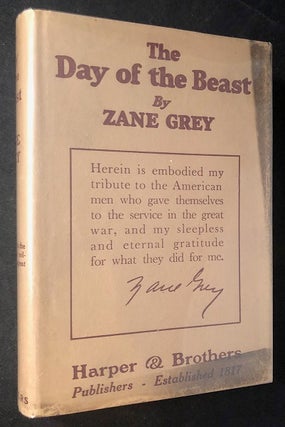 Item #3192 The Day of the Beast (From Zane Grey's Personal Library). Zane GREY