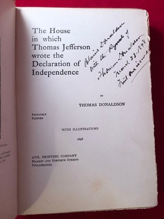 The House in which Thomas Jefferson wrote the Declaration of Independence (SIGNED BY AUTHOR TO HIS OWN SON W/ NOTE "FIRST ONE ISSUED")