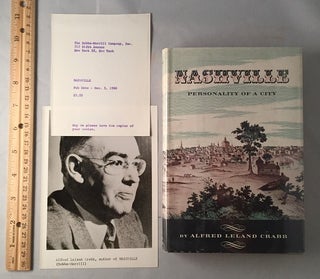 Item #433 Nashville: Personality of a City (REVIEW COPY WITH SLIP AND AUTHOR PHOTOGRAPH). Alfred...