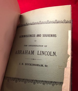 Reminiscences and Souvenirs of the Assassination of Abraham Lincoln