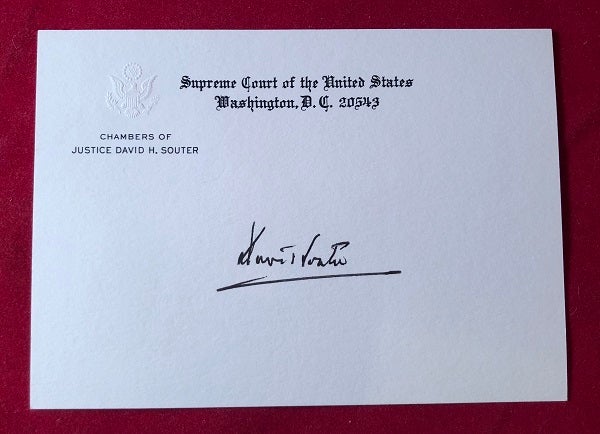 Item #4896 Signed OFFICIAL Supreme Court Chambers Card. Justice David SOUTER.