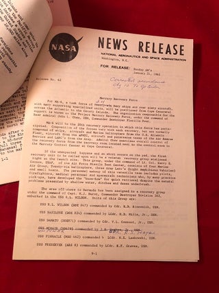 Lot of 3 Original 1962 "Mercury - Atlas 6" NASA Press News Releases (From Collection of Ken Grine, Chief of Public Relations)