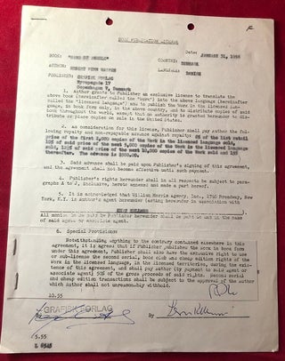 Item #5112 January 31, 1956 Robert Penn Warren Signed Publishing Contract (Band of Angels)....