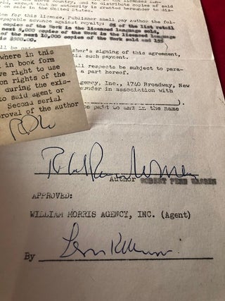 January 31, 1956 Robert Penn Warren Signed Publishing Contract (Band of Angels)