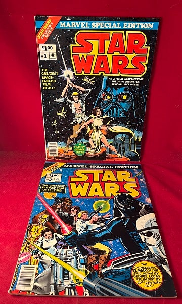 Item #5458 Original 1977 Marvel TWO VOLUME Oversized Comic Adaptation of STAR WARS. George LUCAS, Roy THOMAS.