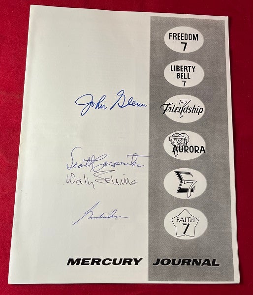 Item #5617 1963 Mercury Journal (SIGNED BY GLENN, CARPENTER, SCHIRRA AND COOPER). John GLENN, Gordon, COOPER, Wally, SCHIRRA, Scott, CARPENTER.