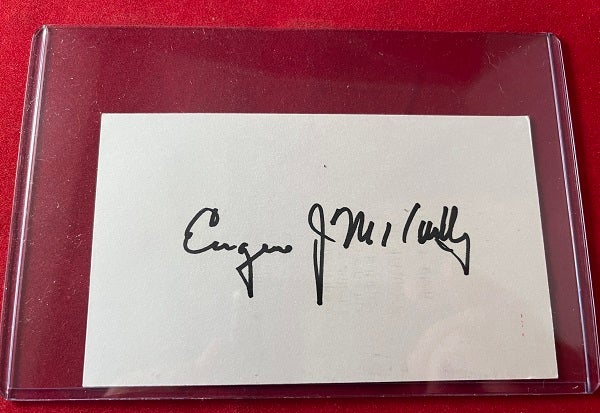 Item #5762 Eugene McCarthy Signed Index Card. Gary BURGHOFF.