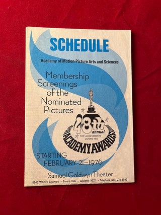 Item #5847 February 21, 1976 Screening Schedule for the 48th Annual Academy Awards (ONE FLEW OVER...