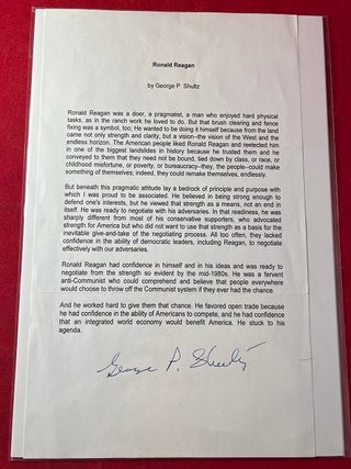 Item #5871 Signed Copy of Secretary of State George P. Shultz's Reminiscence of President Ronald...