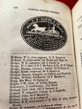 Nashville Business Directory for the City of Nashville and Suburbs (SCARCE SLAVE TRADER AD)