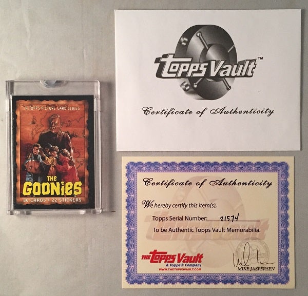 Item #622 1985 The Goonies ORIGINAL TOPPS VAULT PRODUCTION USED CARD #1.