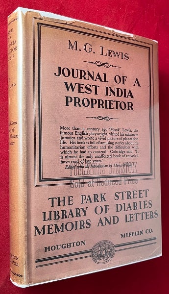 Item #6728 Journal of a West India Proprietor (1st American). M. LEWIS, G.