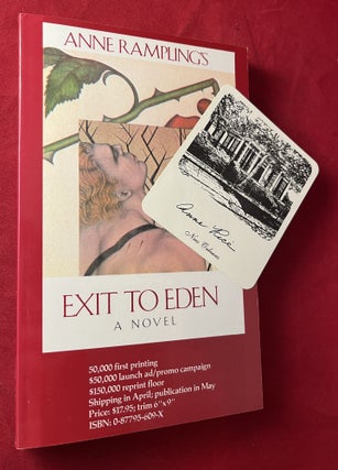 Item #7197 Exit to Eden (ADVANCE COPY W/ PERSONAL SIGNED BOOKPLATE). Anne RICE, Anne RAMPLING