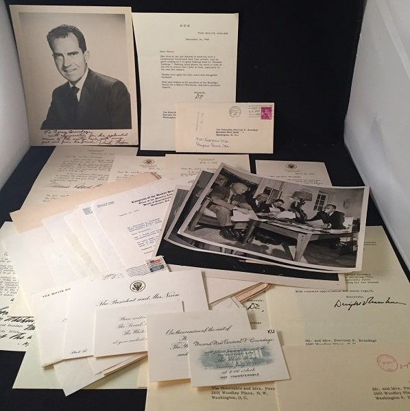 Item #826 Personal Letters and Ephemera from the Collection of Percival Brundage, Director of the US Office of Management and Budget under Eisenhower. Dwight EISENHOWER, Gerald FORD, Richard NIXON, Percival BRUNDAGE.