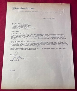 Item #8900 February 26, 1982 Typed Letter Signed [RE: Personal Retirement of "Deke"...
