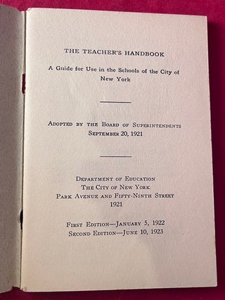 The Teacher's Handbook / New York City [1923]