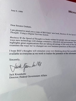 Business @ The Speed of Thought [SIGNED TO SENATOR BOB GRAHAM]