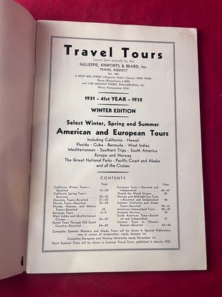 Travel Tours 1931-1932 [WITH LOS ANGELES XTH OLYMPIAD TRAVEL SUGGESTIONS]