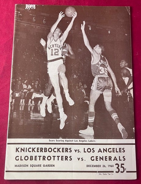 Item #9383 Original December 26, 1960 New York Knickerbockers VS Los Angeles Lakers Program. Jerry WEST.