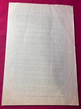ALAMEDA COUNTY PEACE AND FREEDOM PARTY "PEOPLES' ONE-POINT PROGRAM" ORIGINAL TYPED BROADSIDE DATED 7/18/69