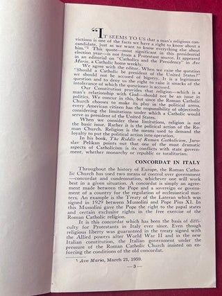 Circa 1960 Anti-Kennedy Propaganda - A ROMAN CATHOLIC PRESIDENT; "SHOULD A CATHOLIC BE PRESIDENT OF THE UNITED STATES?"