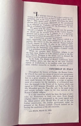 Circa 1960 Anti-Kennedy Propaganda - A ROMAN CATHOLIC PRESIDENT; "SHOULD A CATHOLIC BE PRESIDENT OF THE UNITED STATES?"