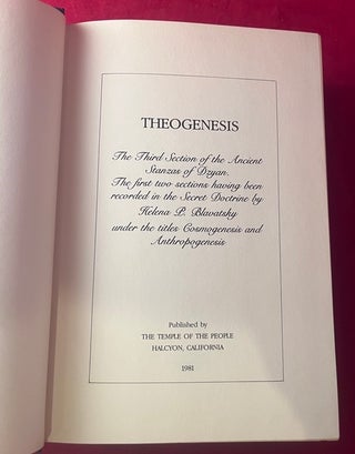 Theogenesis: The Third Section of the Ancient Stanzas of Dzyan.