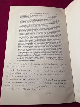 The Great Red Spot: An Analysis of Its Motion and Physical Theory & The Darkness and Acceleration of the Great Red Spot [SIGNED & ANNOTATED BY AUTHOR WITH ALS]