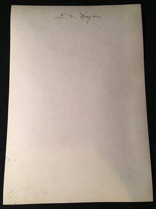 7 1/8 X 9 1/2 Photograph Signed by American Painter, Eli Maybee
